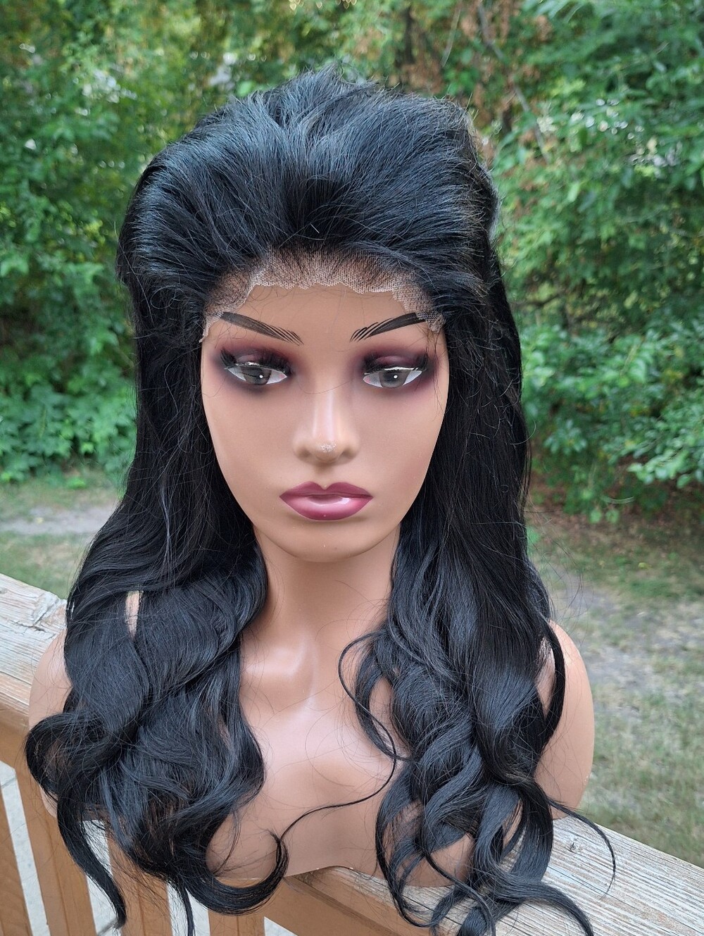 Black Lace Front Human Hair Wig - Natural Black 26 Inches